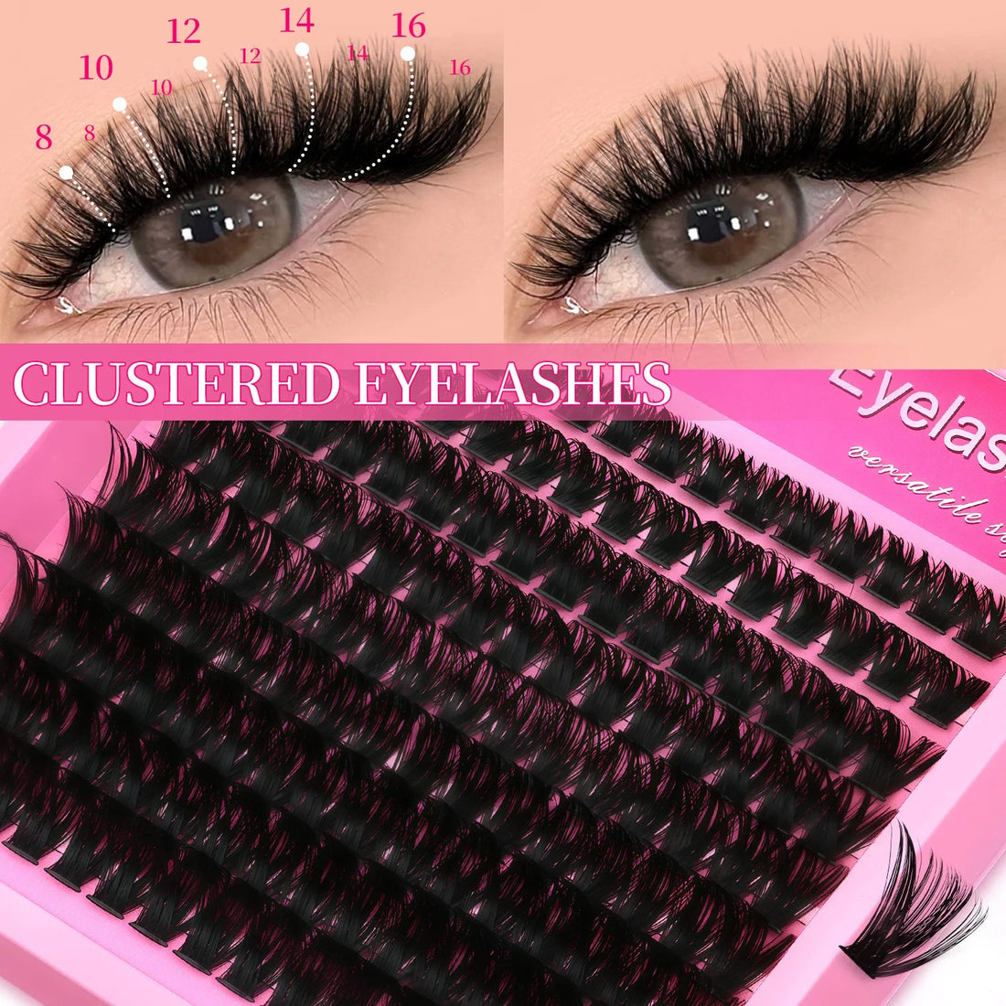 VELTRINAY Fluffy Lash Clusters Plush Thick Lashes Eyelash Extensions Volume Lash Clusters DIY Eyelashes Clusters Makeup