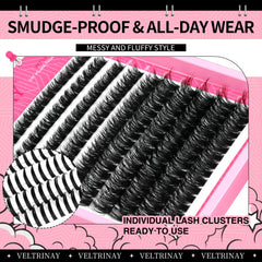 VELTRINAY Lash Clusters Spikes Eyelash Clusters Volume Individual Lashes DIY Spiky Lash Extension Cluster Eyelash Extensions