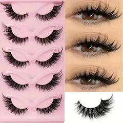Hot Selling Makeup 5 Pairs Cat Eye Lashes Faux False Eyelashes Dramatic Volume Strip Lashes