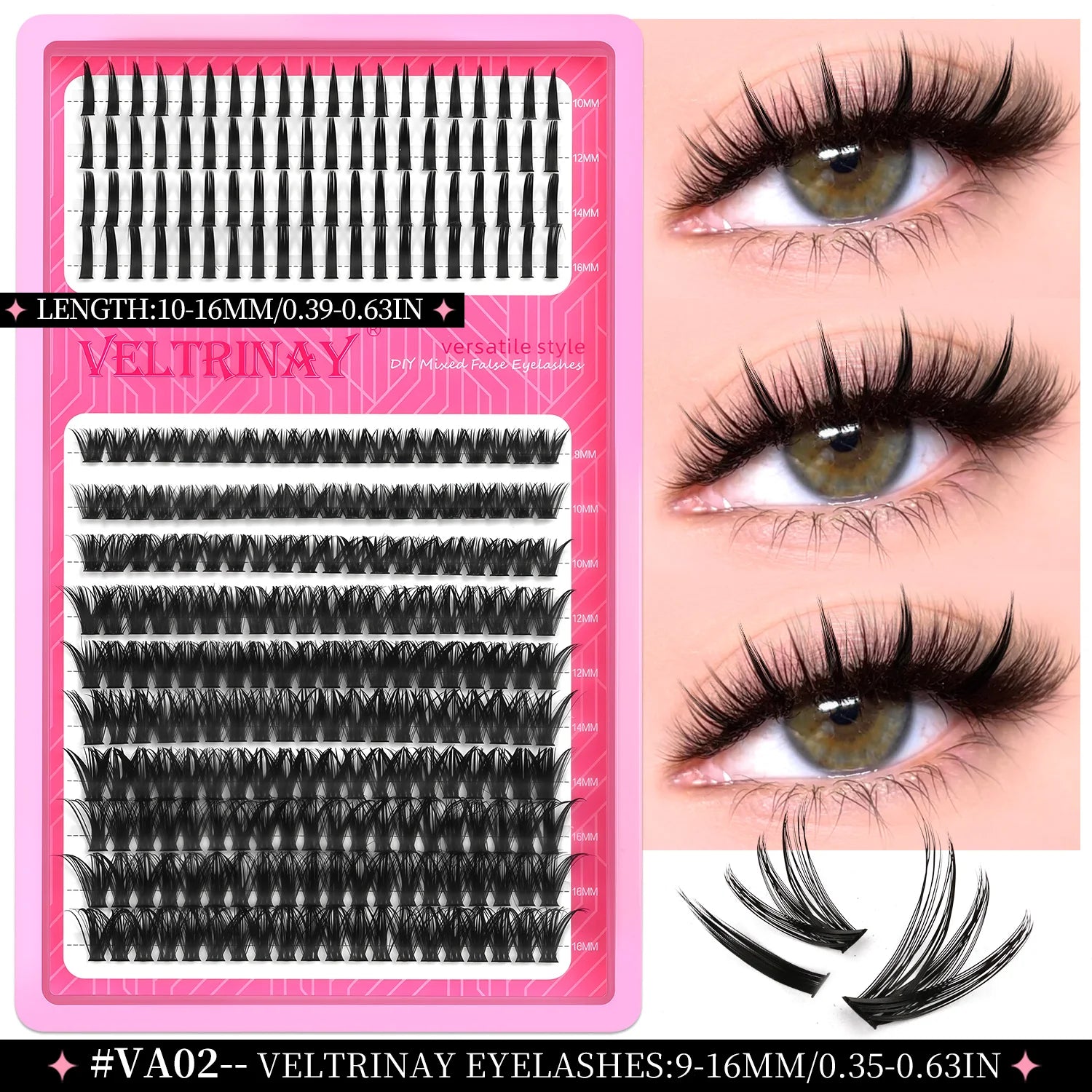 VELTRINAY Lash Clusters Spikes Eyelash Clusters Volume Individual Lashes DIY Spiky Lash Extension Cluster Eyelash Extensions
