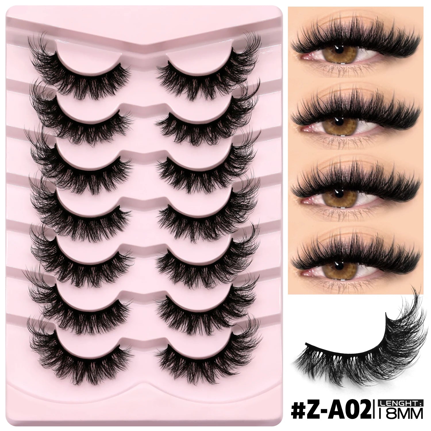 False Eyelashes 3D Mink Lashes Cat Eyelashes Fluffy Wispy Volume Lashes Fake Eyelashes Natural Lashes Strips Makeup