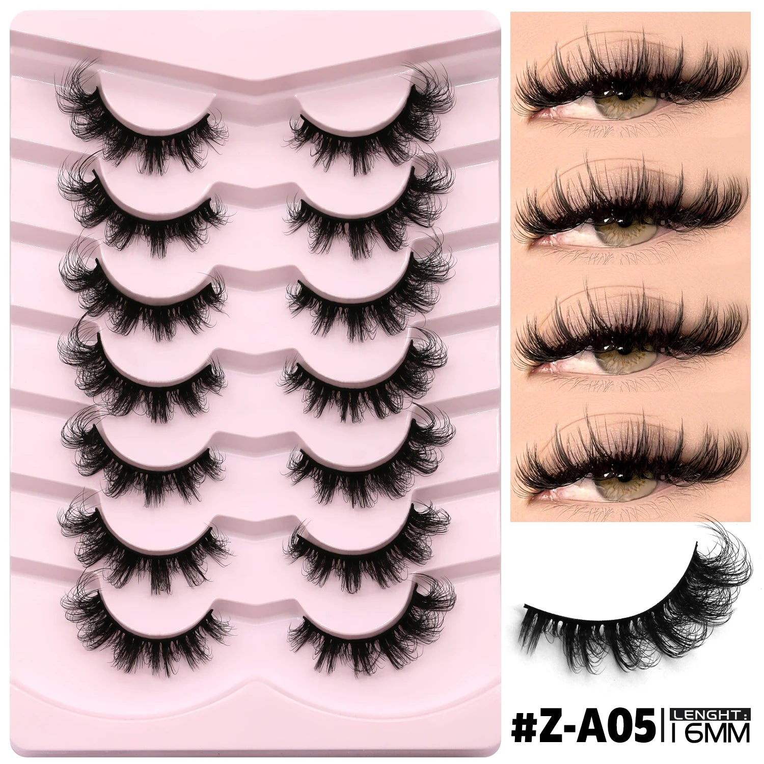 False Eyelashes 3D Mink Lashes Cat Eyelashes Fluffy Wispy Volume Lashes Fake Eyelashes Natural Lashes Strips Makeup