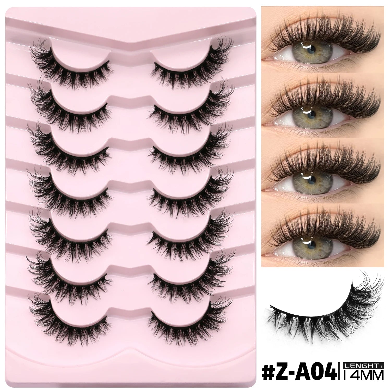 False Eyelashes 3D Mink Lashes Cat Eyelashes Fluffy Wispy Volume Lashes Fake Eyelashes Natural Lashes Strips Makeup