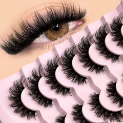 False Eyelashes 3D Mink Lashes Cat Eyelashes Fluffy Wispy Volume Lashes Fake Eyelashes Natural Lashes Strips Makeup