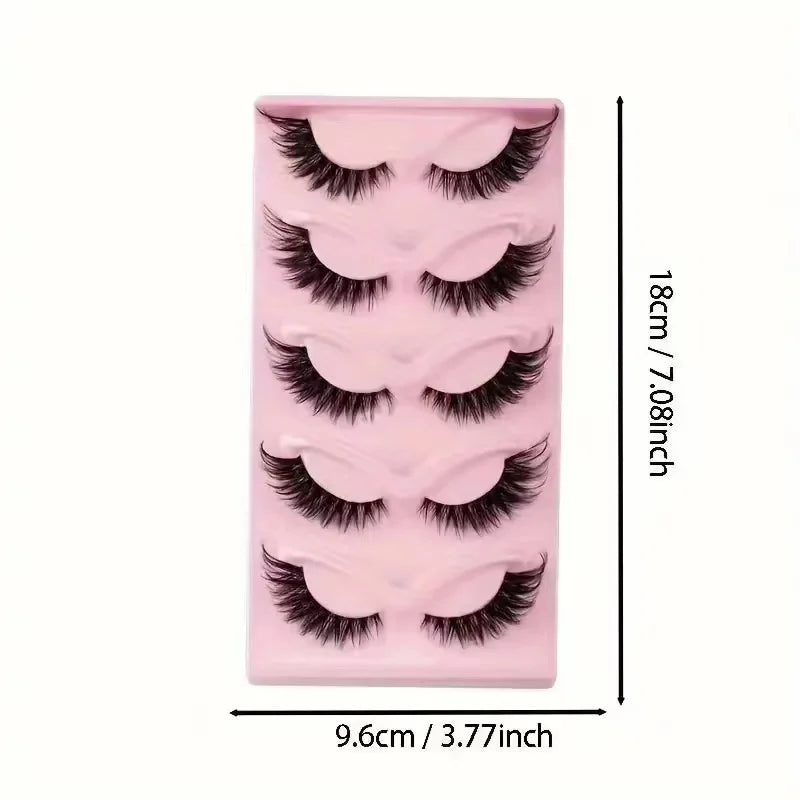 Hot Selling Makeup 5 Pairs Cat Eye Lashes Faux False Eyelashes Dramatic Volume Strip Lashes