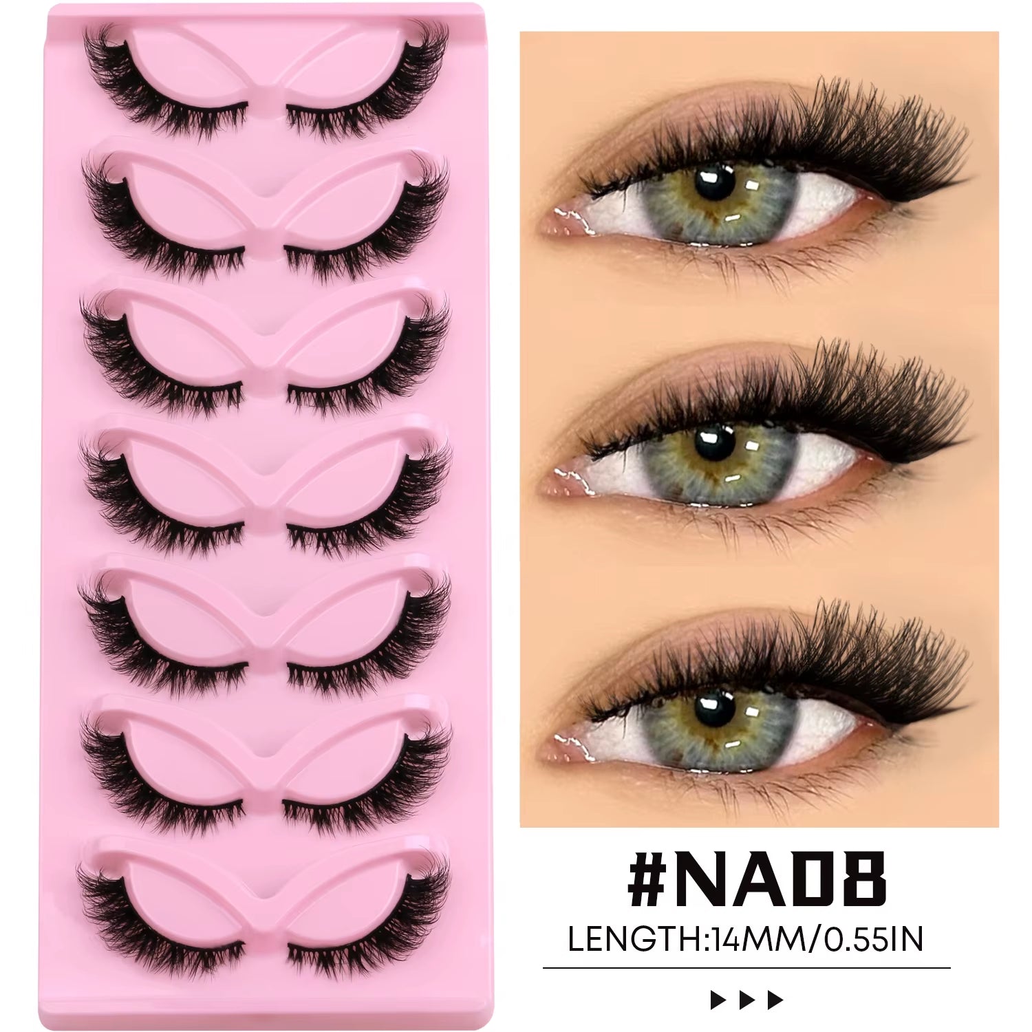 Icy Drip  Cat Eye Lashes False Lashes 3D Faux Mink Lashes Fluffy Volume Strip Lashes Cat Eyelashes Lashes Fake Eyelashes Makeup