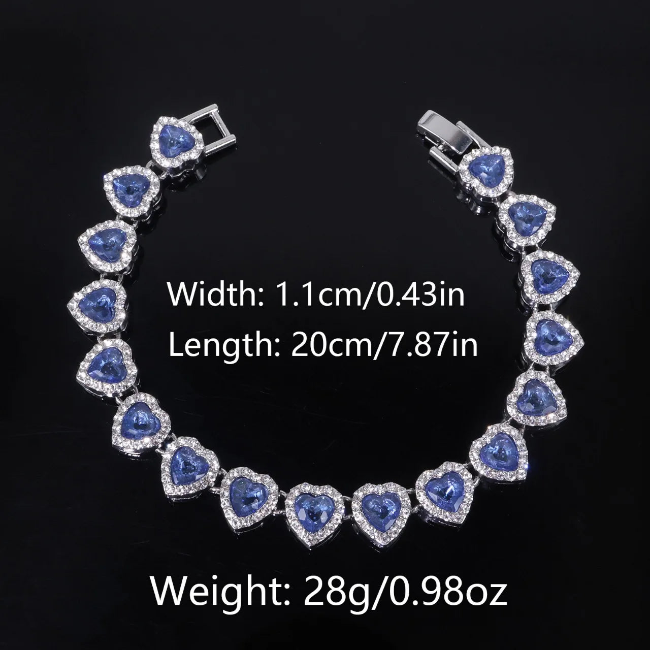 ZAKOL 45CM New Hip Hop Tennis Chain Bracelet Necklace Shiny Heart Rhinestone CZ Fashion Rock Party Jewelry Set