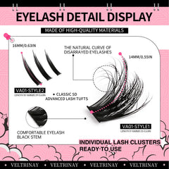 VELTRINAY Lash Clusters Spikes Eyelash Clusters Volume Individual Lashes DIY Spiky Lash Extension Cluster Eyelash Extensions